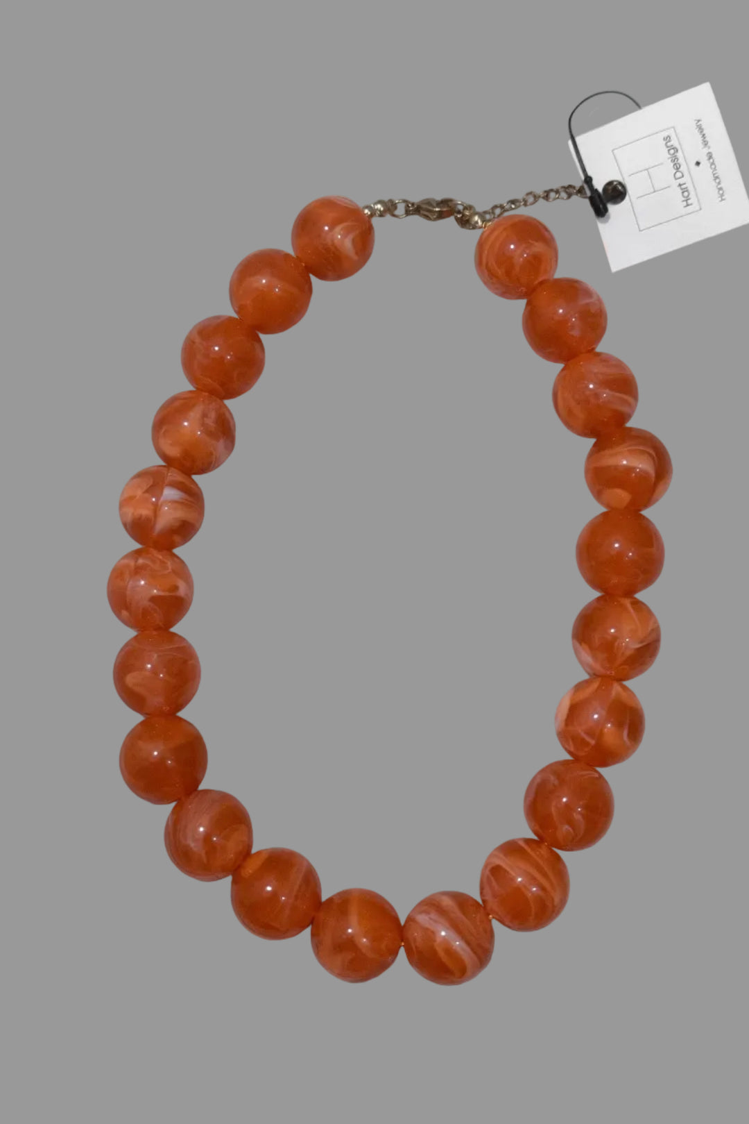 orange marble chunky beaded women's necklace