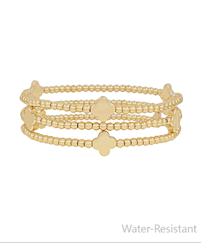 dainty clover bracelets set gold