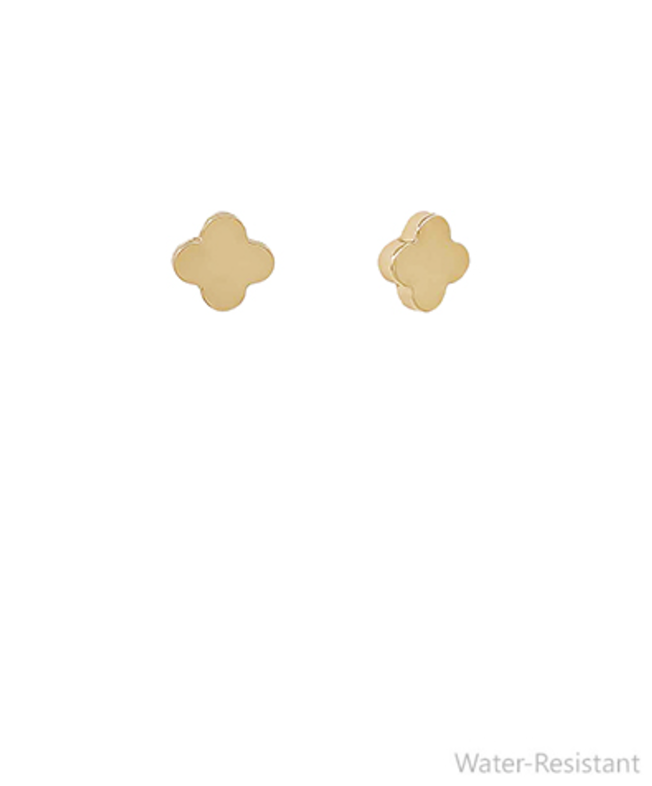 clover dainty gold stud earrings