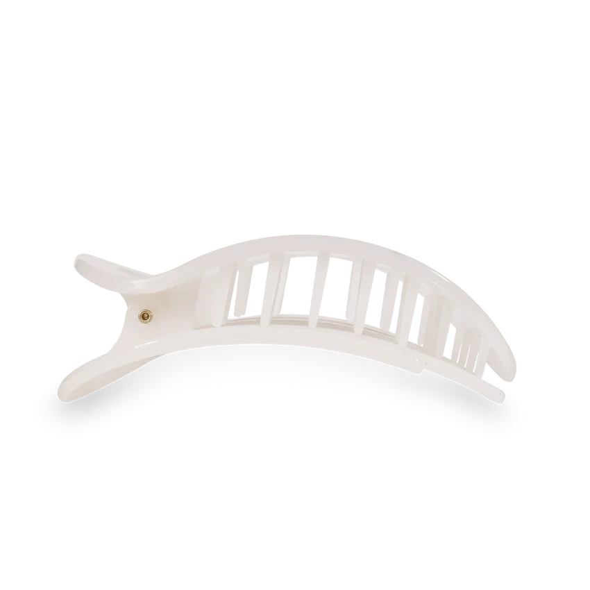 teleties coconut white flat round hair clip