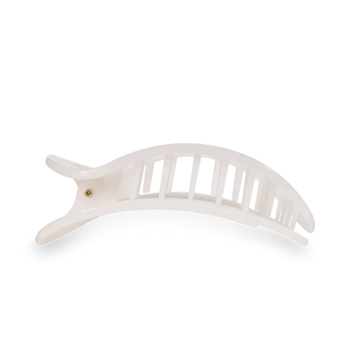 teleties coconut white flat round hair clip