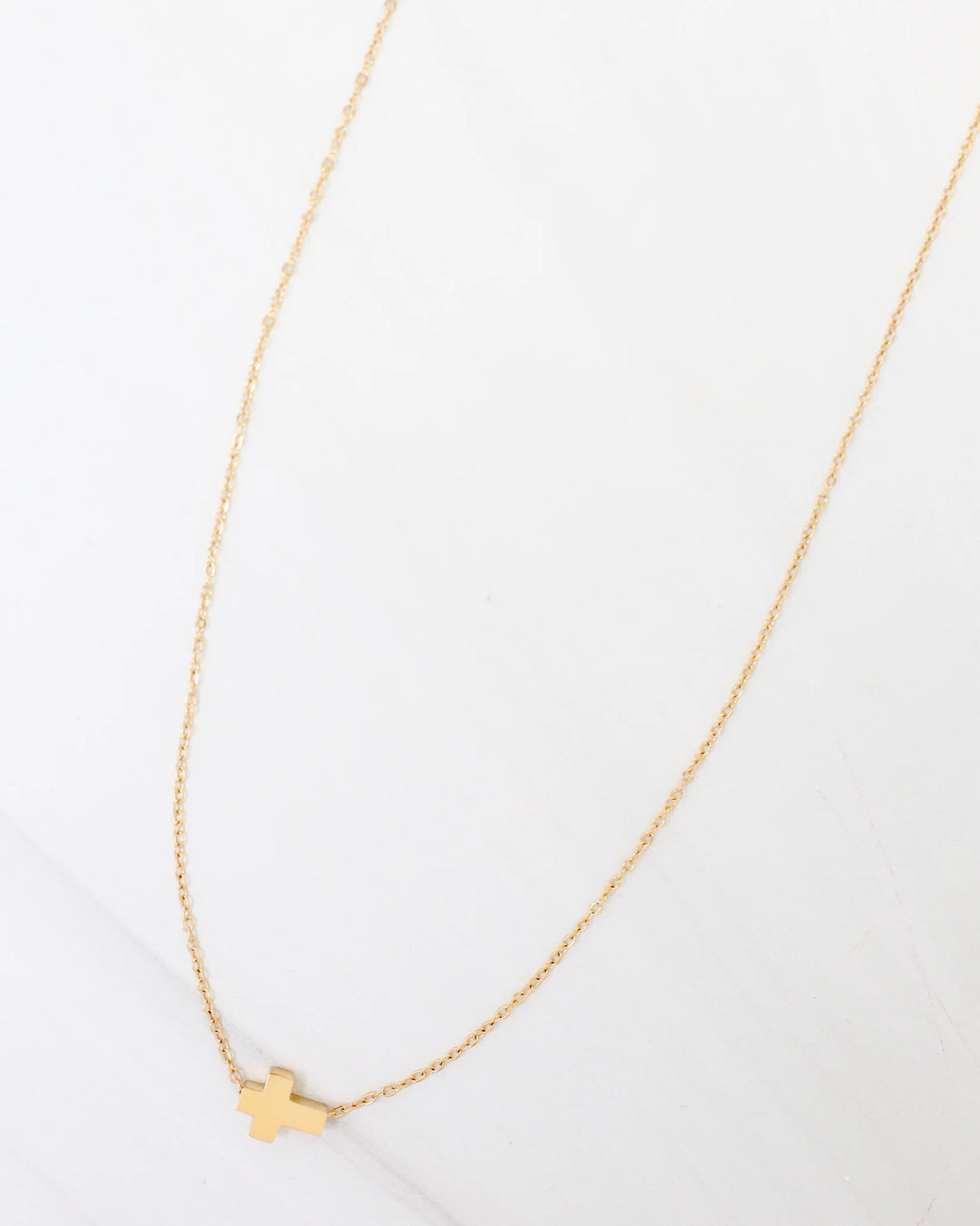 dainty cross gold necklace