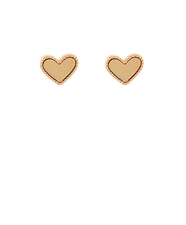 dainty heart stud gold earrings