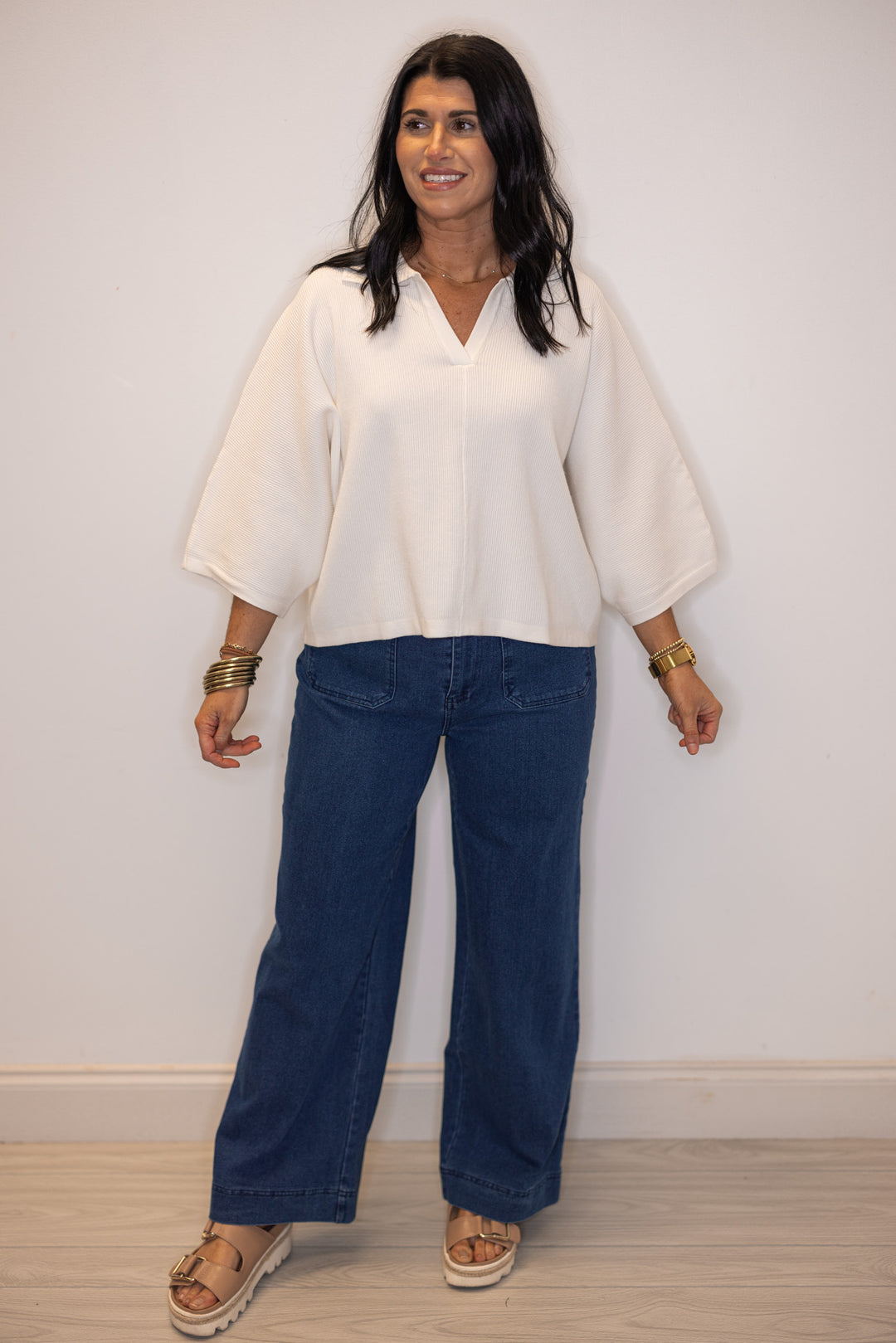 Women's dark washed denim jeans by Entro, perfect for dressier or casual outfits