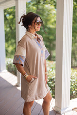 easy cute color block tee shirt dress