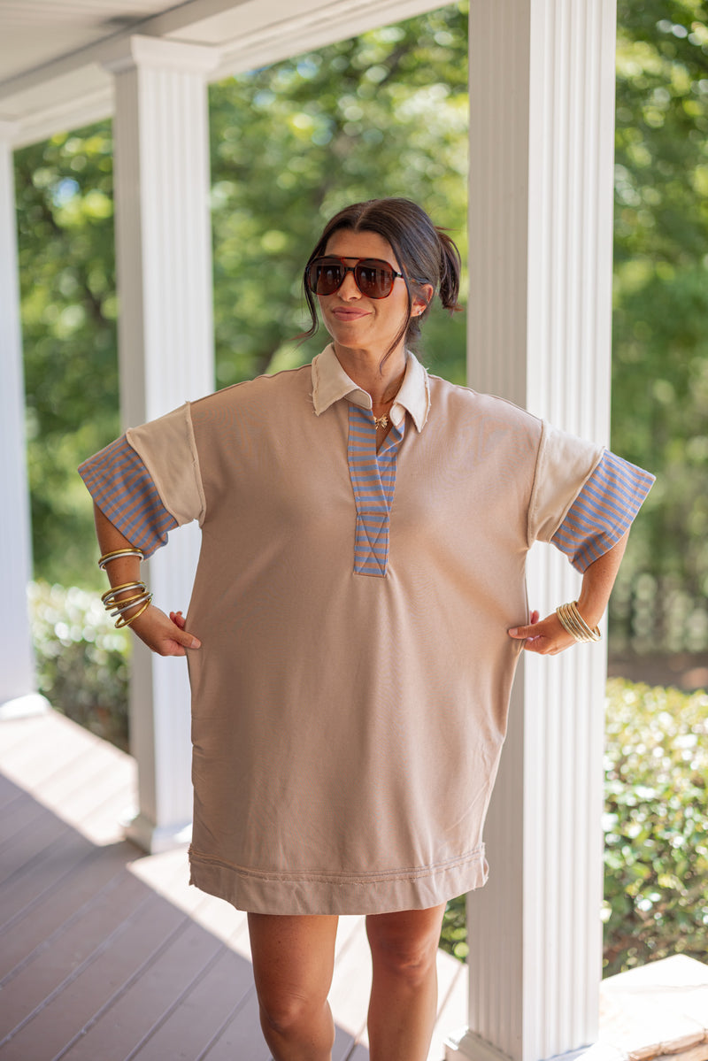 easy cute color block tee shirt dress