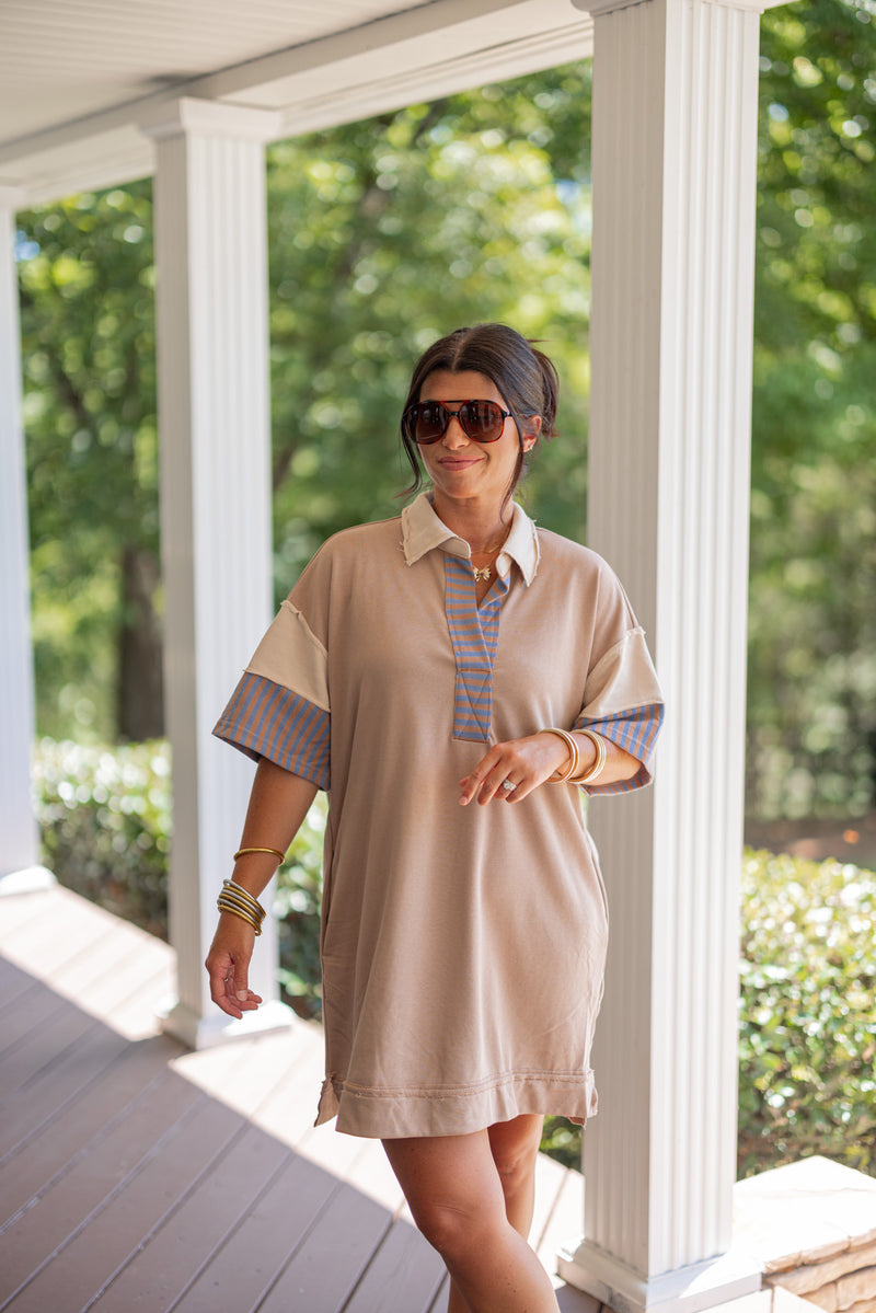 easy cute color block tee shirt dress
