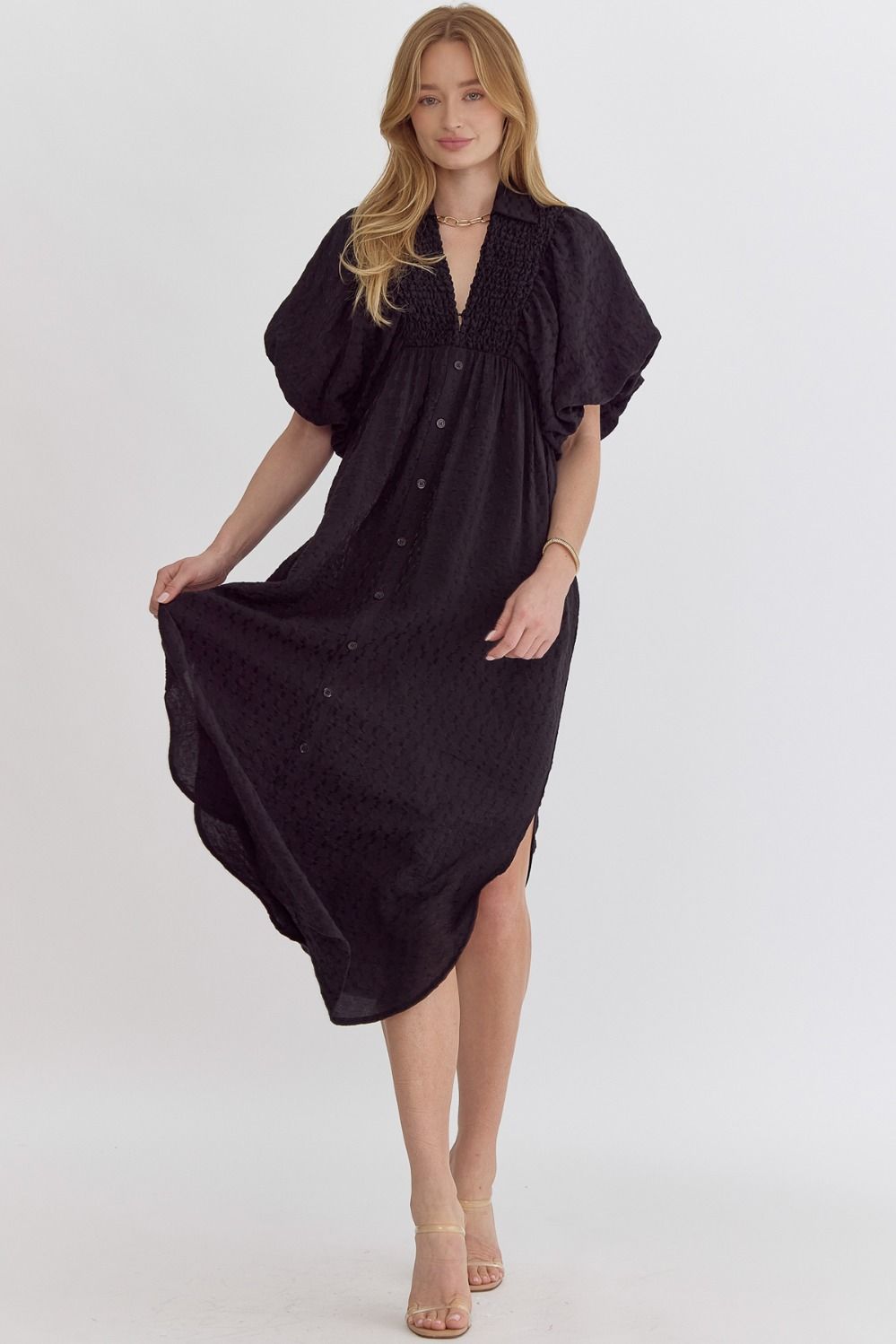 entro black midi dress 