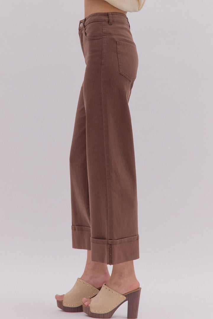 entro chocolate brown twill denim jeans