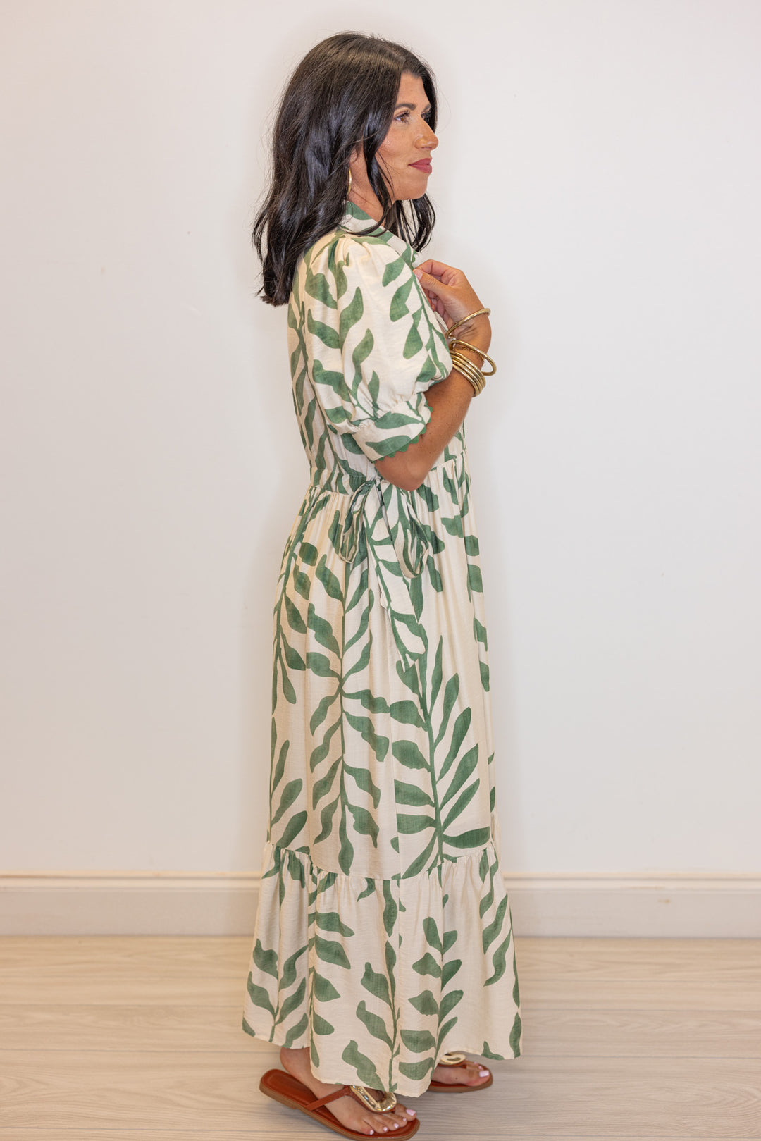 entro green printed plus size midi dress