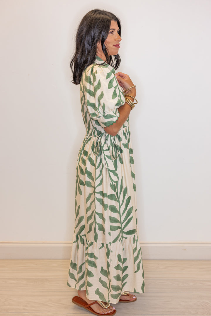 entro green printed plus size midi dress