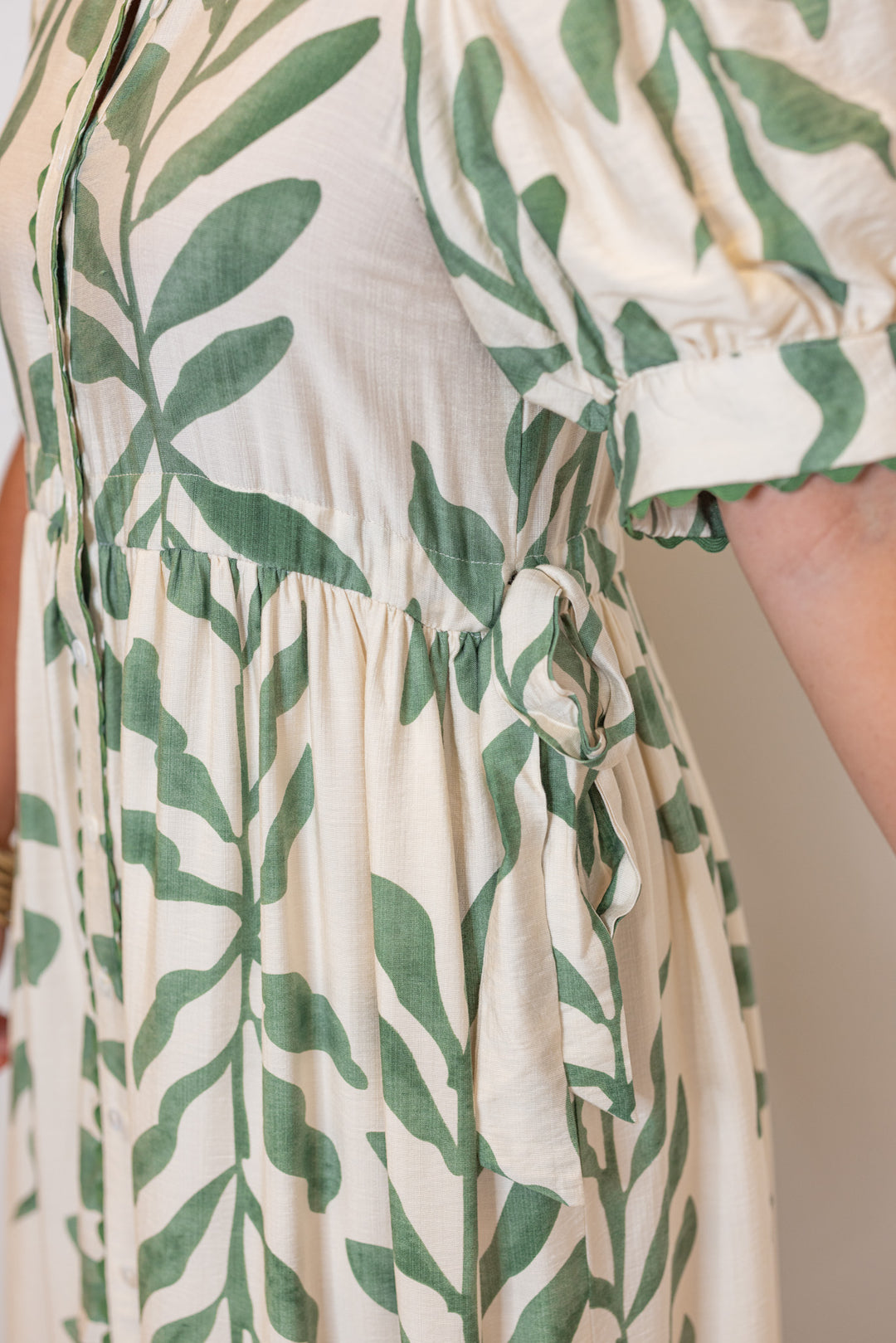 entro green printed loose fit midi dress