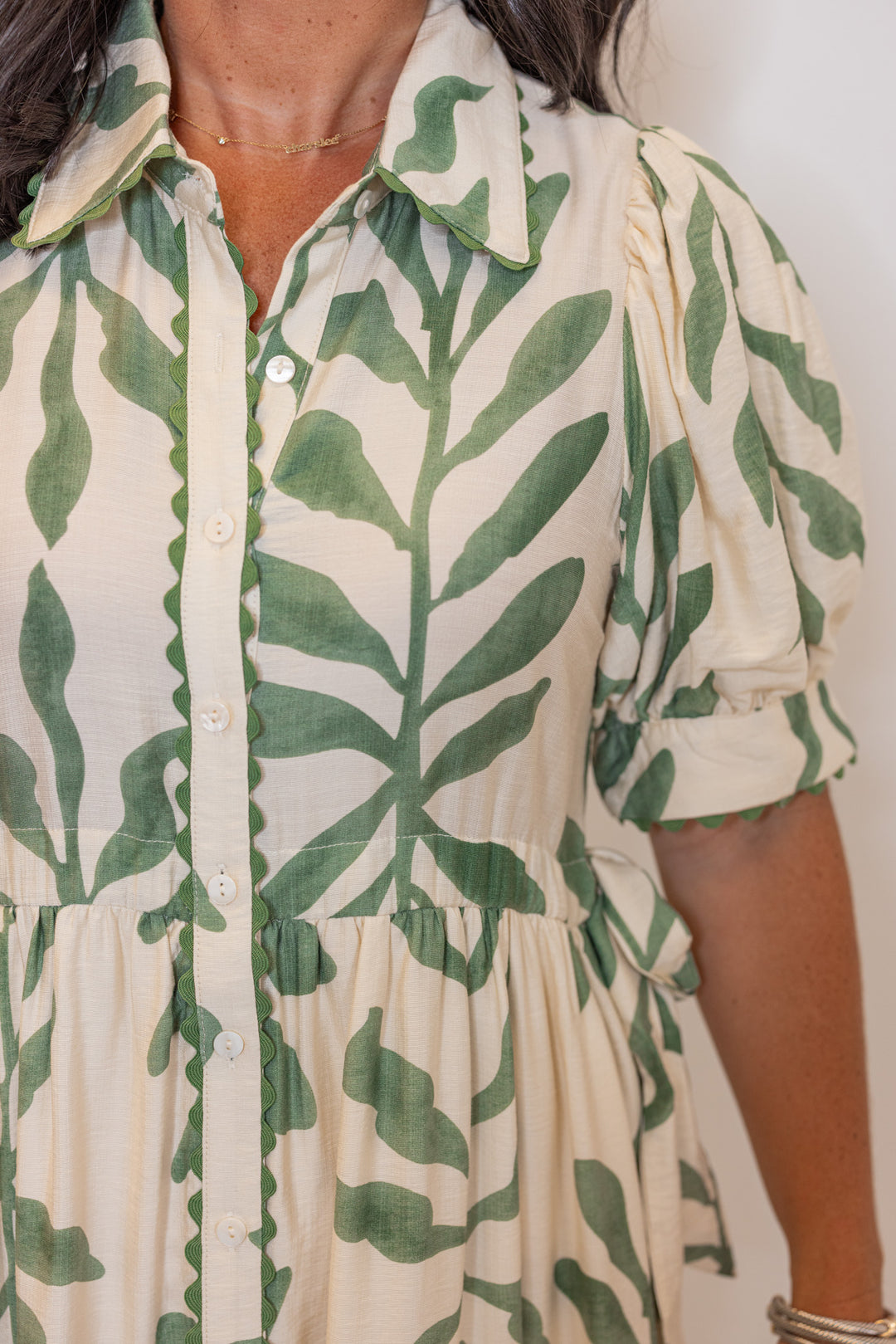 entro green printed relaxed midi dress