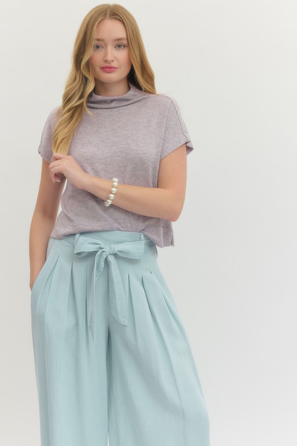 entro lavender mock neck layering tee