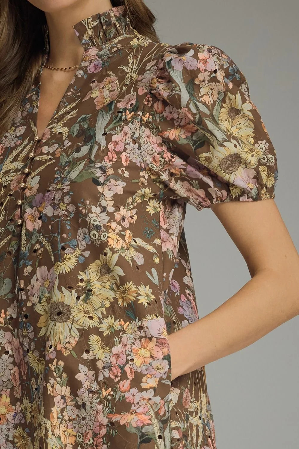 entro plus size floral mocha dress