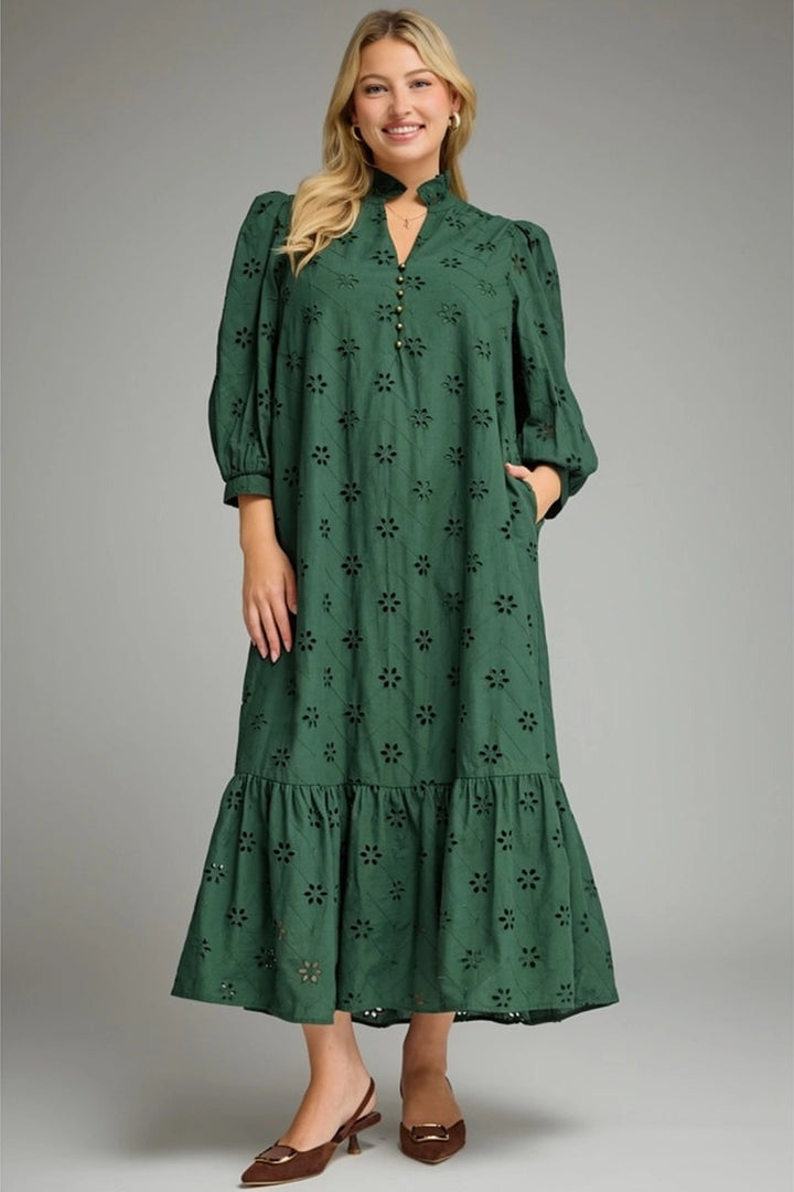 entro plus size hunter eyelet midi dress