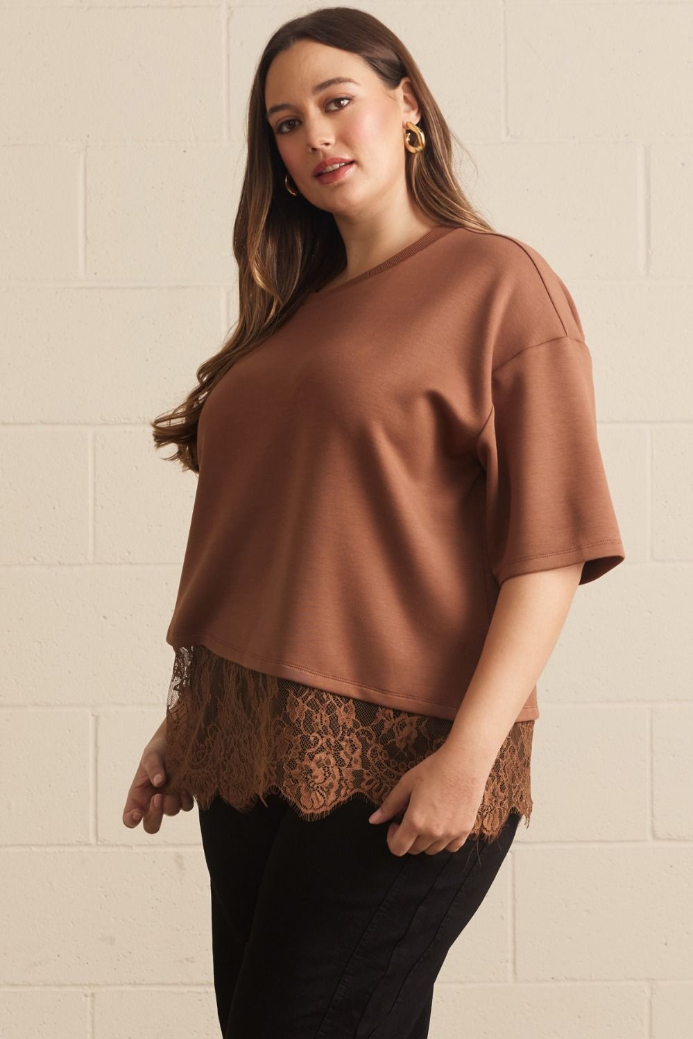 Moment of Lace Mocha Top