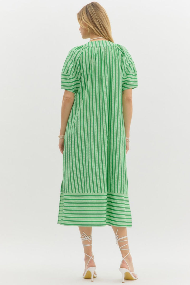 entro green striped oversized midi dress