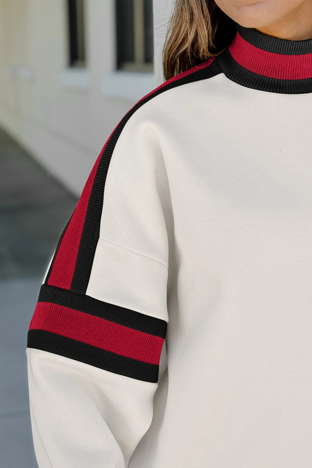 gameday couture georgia bulldogs turtleneck colorblock pullover details