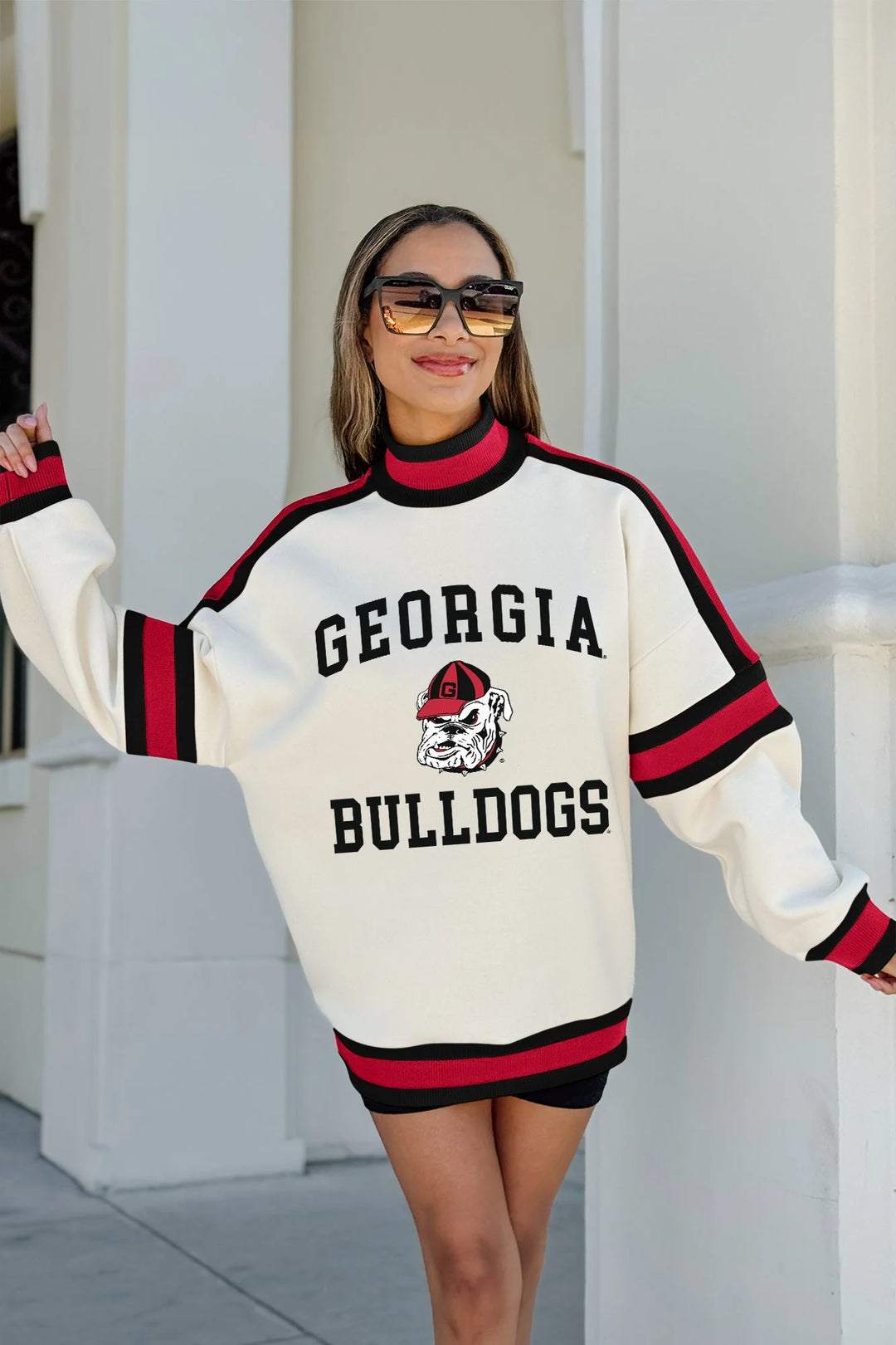 gameday couture georgia bulldogs turtleneck colorblock pullover sweatshirt