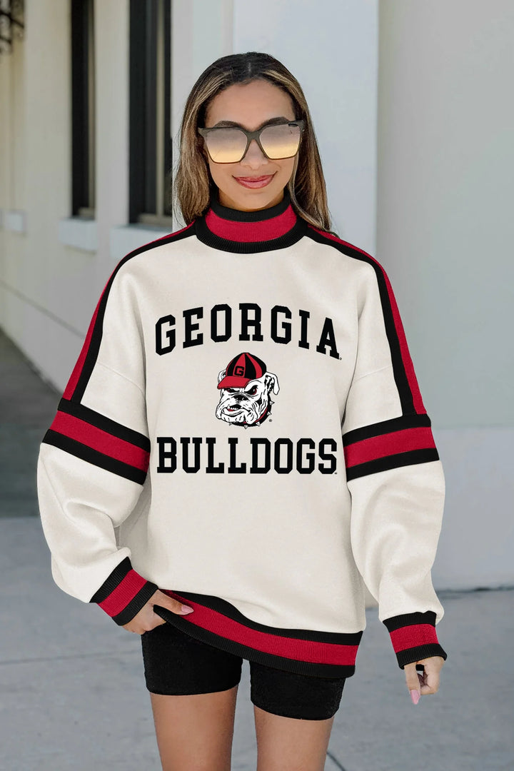 gameday couture georgia bulldogs turtleneck colorblock pullover collegiate