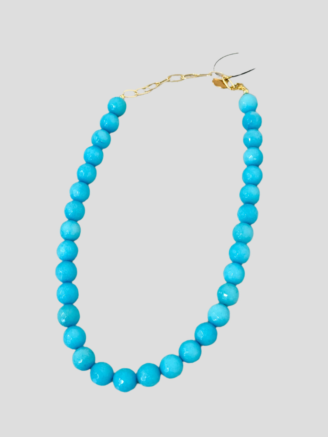 glass beaded aqua blue necklace