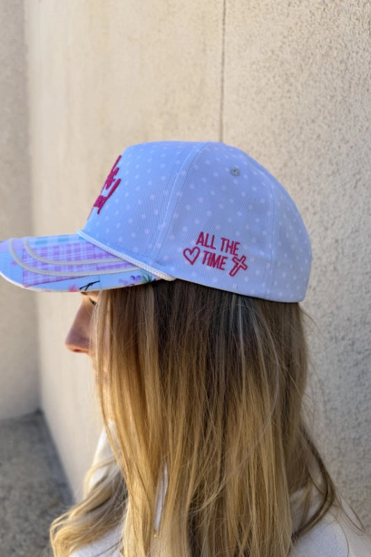 god is good all the time canvas polka dot hat