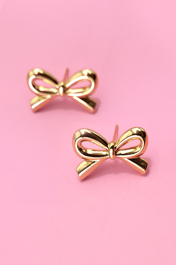 Gold bow earrings