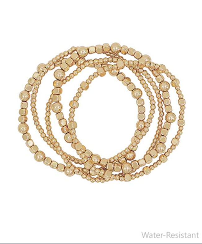 gold dainty beaded bracelet set