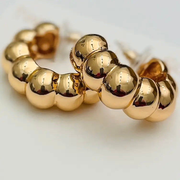 gold bubble hoop earrings