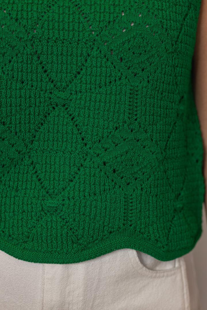 Kelly Green Sleeveless Sweater Top