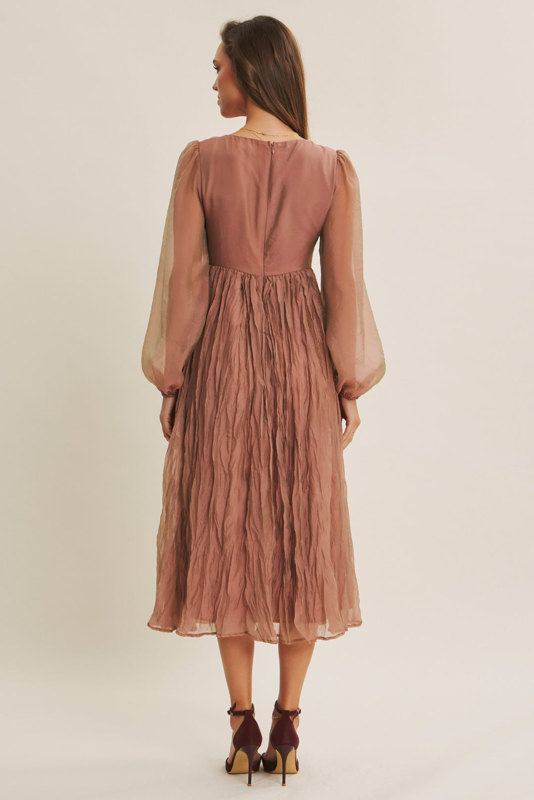 wedding attendee fall dresses mauve back