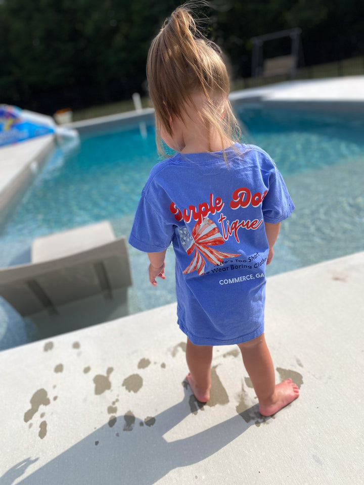 kids comfort color patriotic bow tee shirt