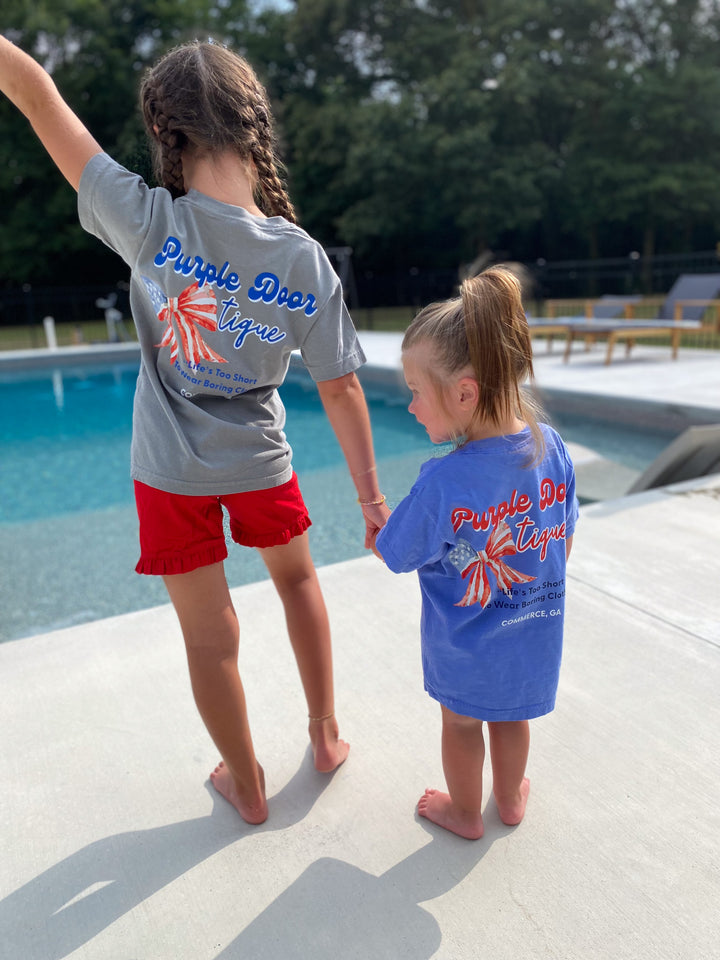 kids comfort color patriotic bow tee shirt