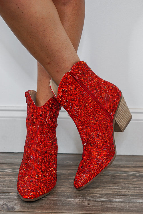 matisse red harlow rhinestone western ankle boots