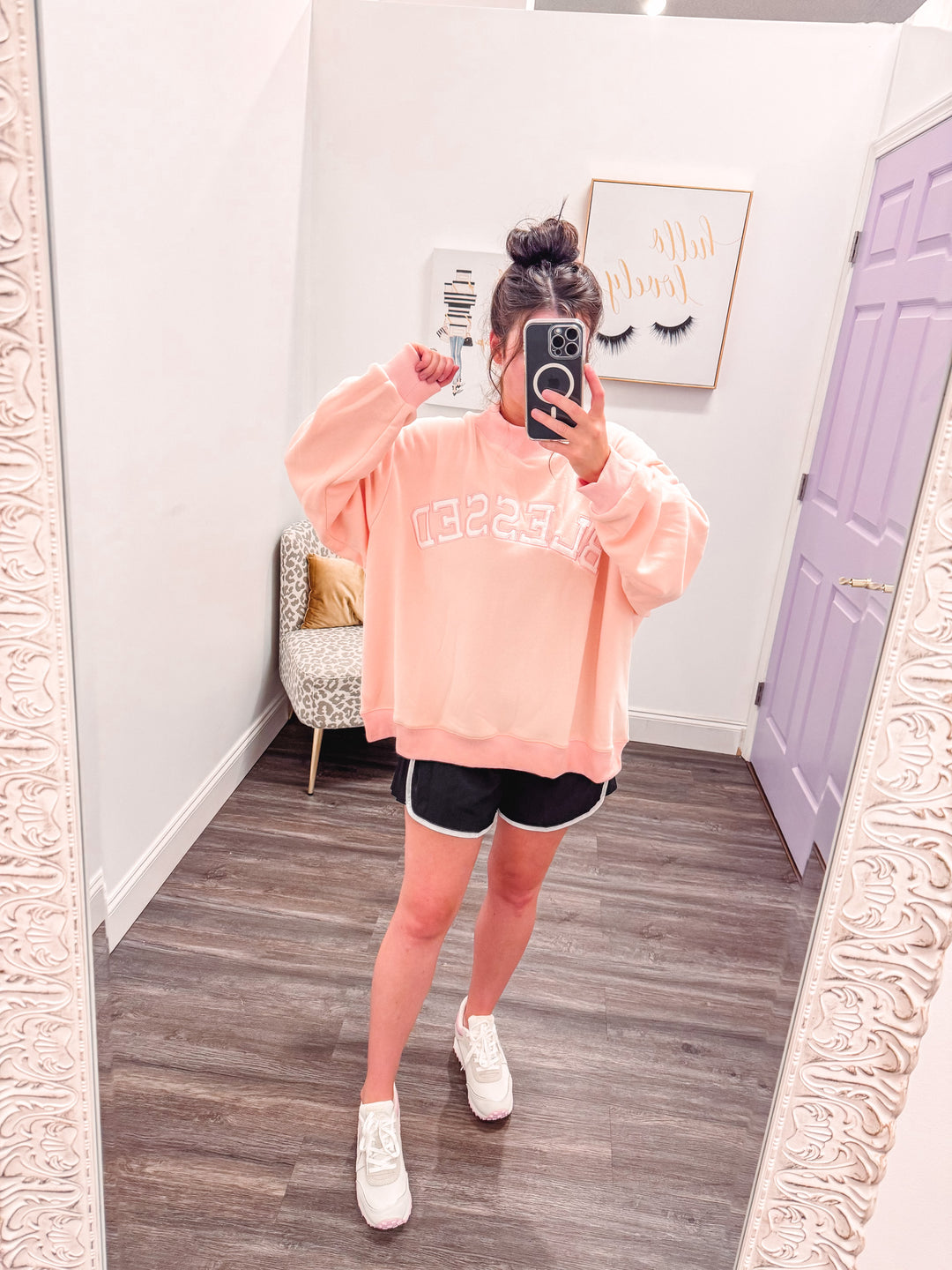blessed mock neck park dupe sweatshirt side
