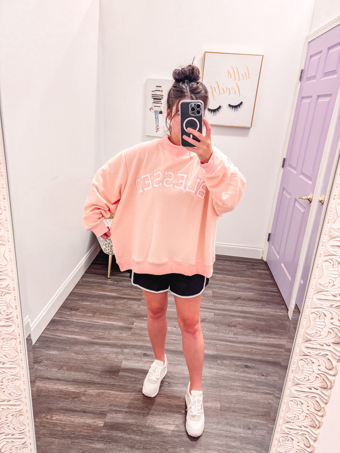 blessed mock neck park dupe sweatshirt far view