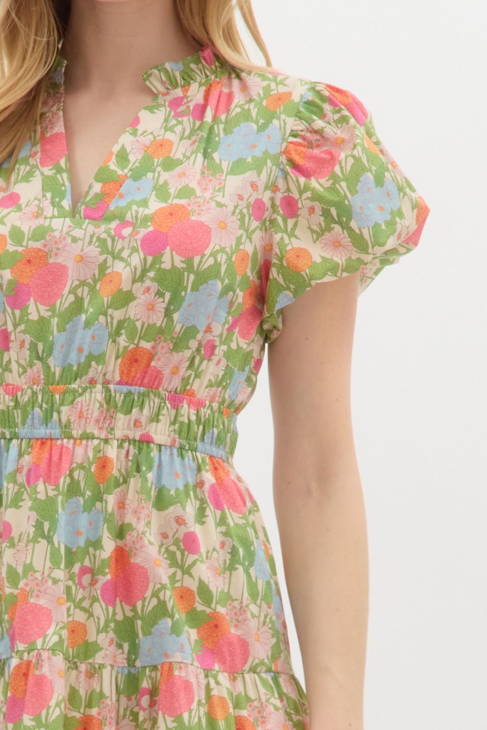 Women's floral puff sleeve maxi dress