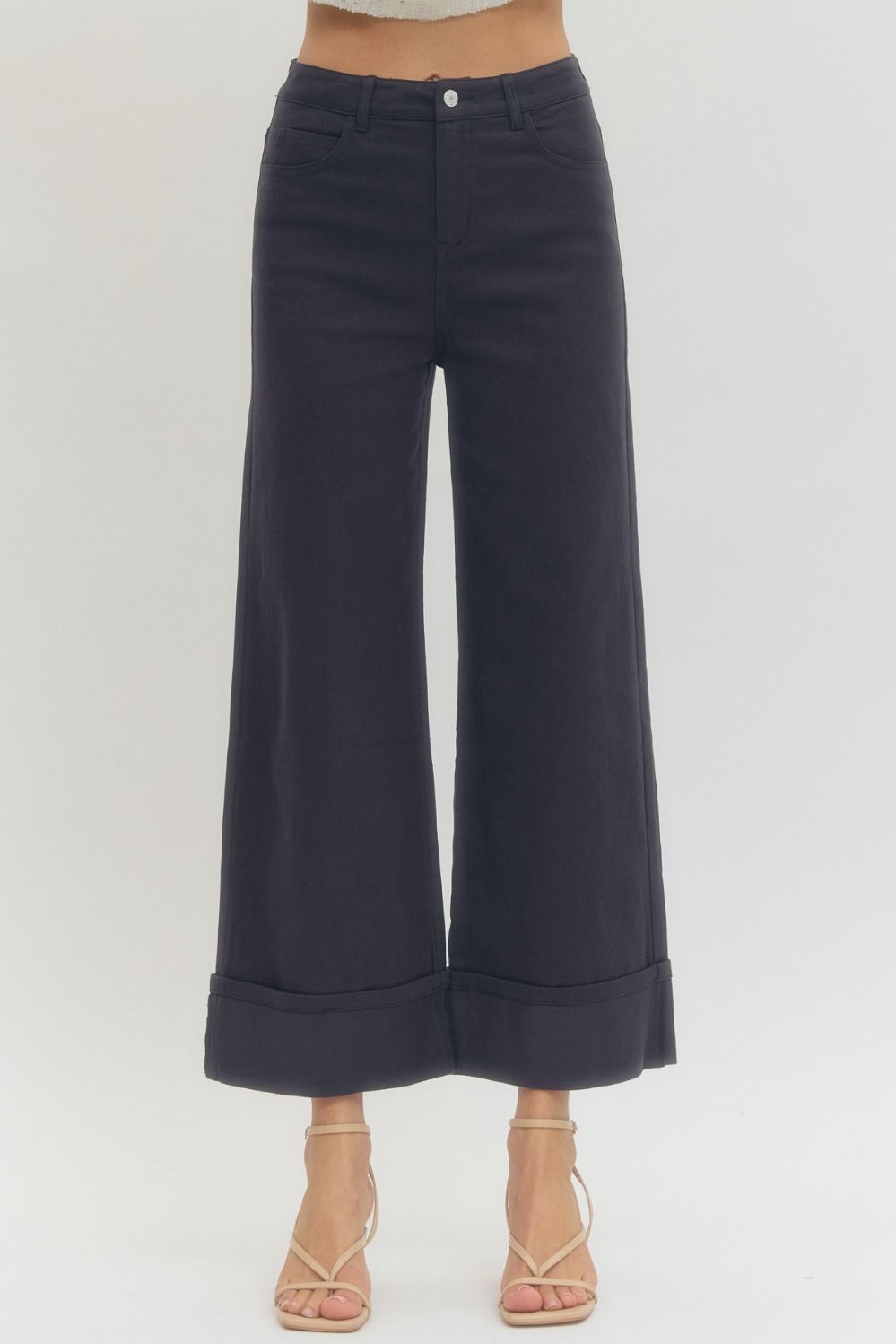 Women's navy twill denim cropped ankle pants by Entro