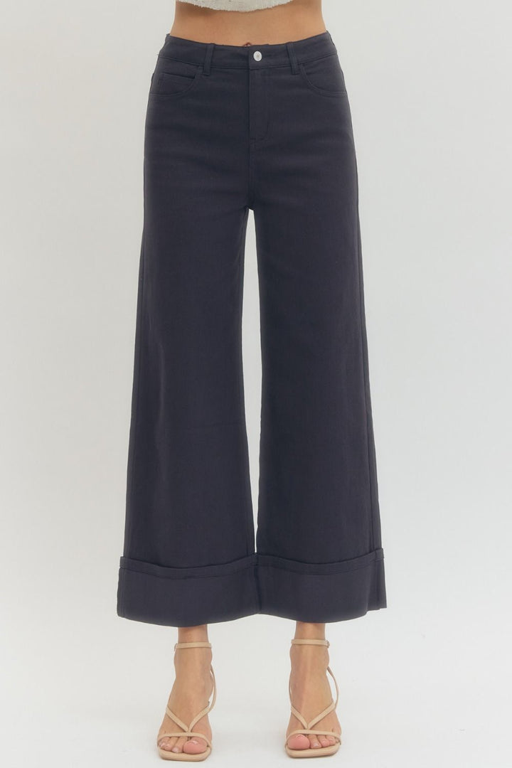 Women's navy twill denim cropped ankle pants by Entro