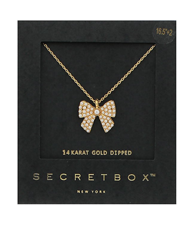dainty pearl bow necklace