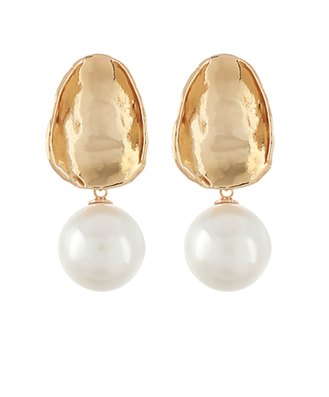 pearl drop gold earrings