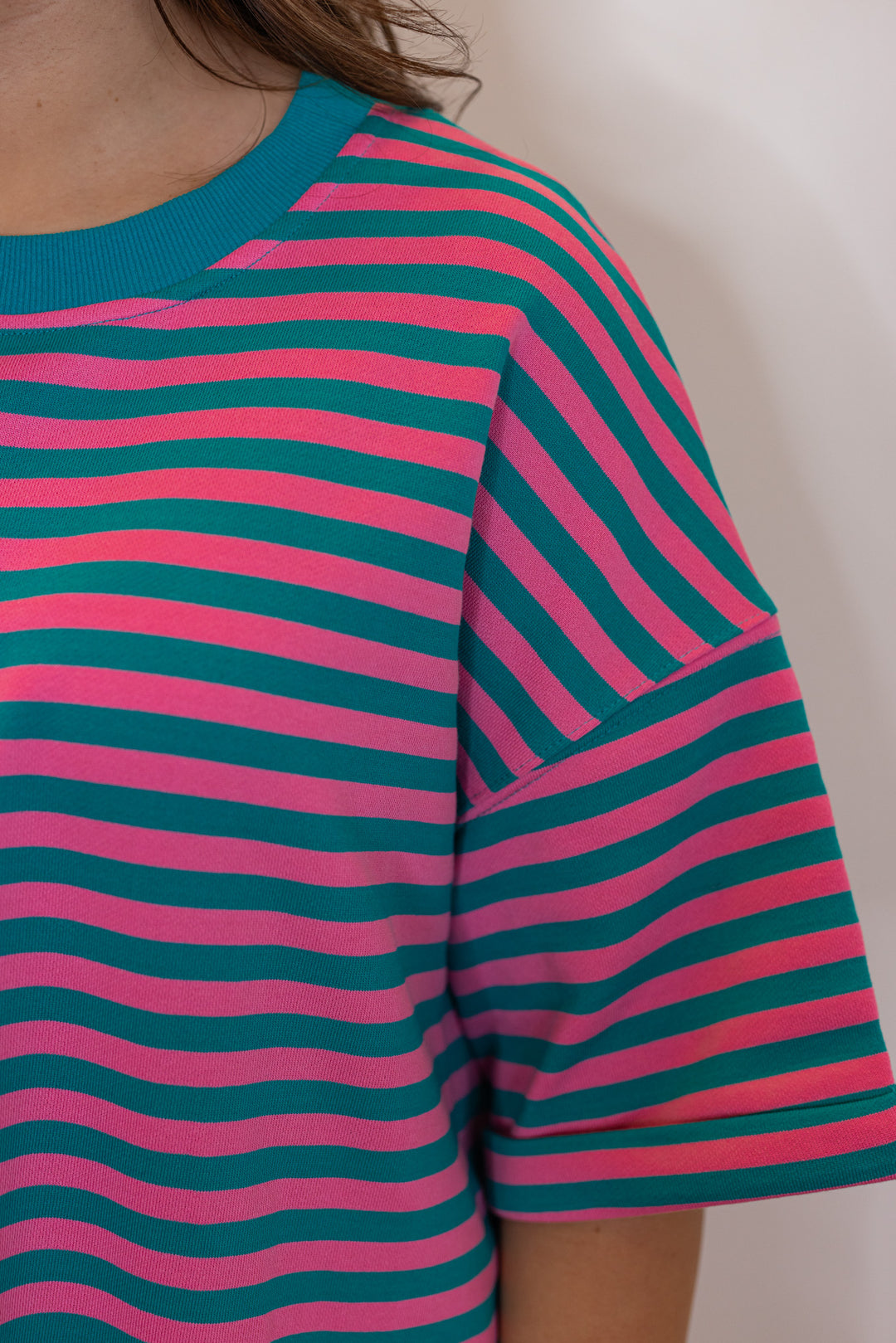pink striped cotton oversized tshirt dress