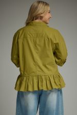 plus size chartreuse green ruffled peplum 