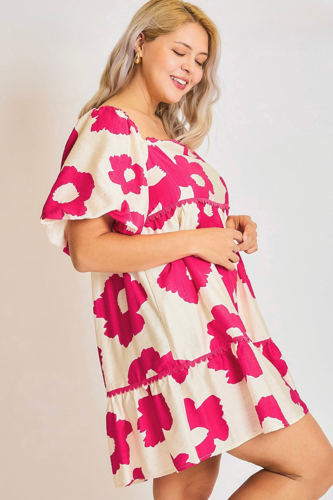 hot pink floral dress plus size umgee
