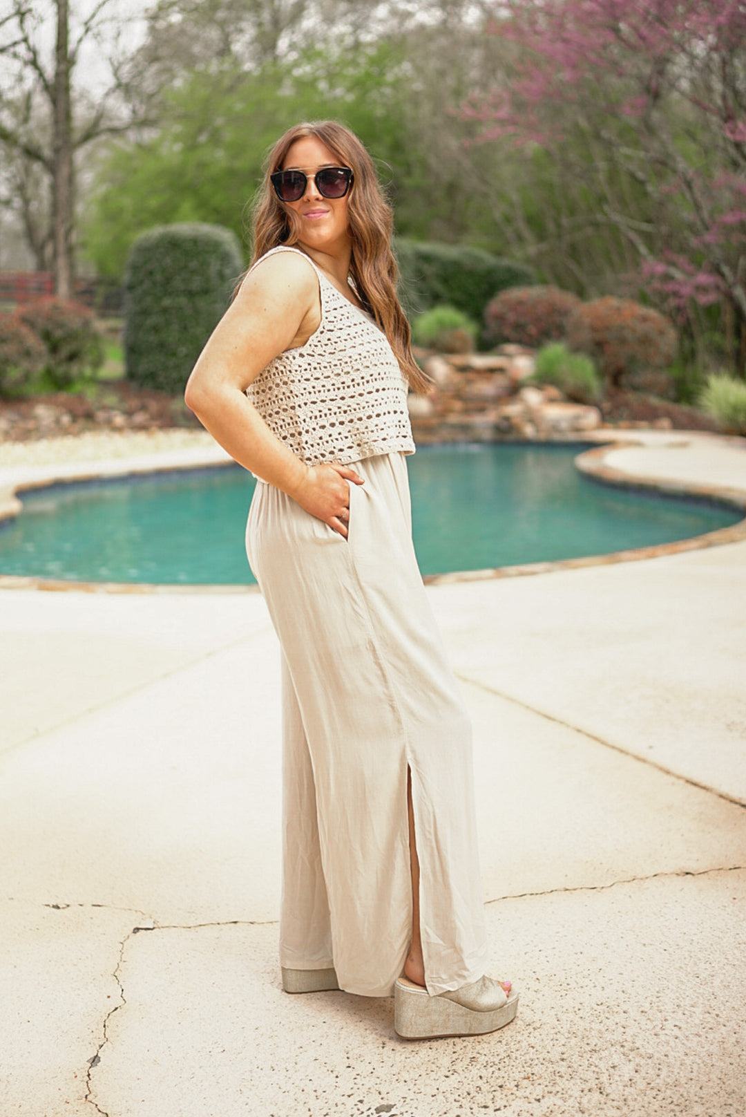 trending crochet linen jumpsuit