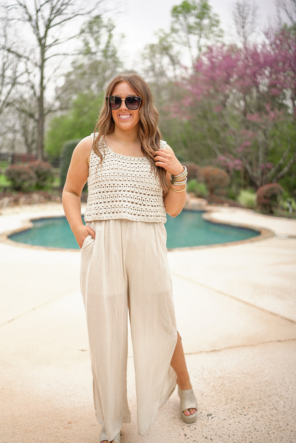 trending crochet linen jumpsuit