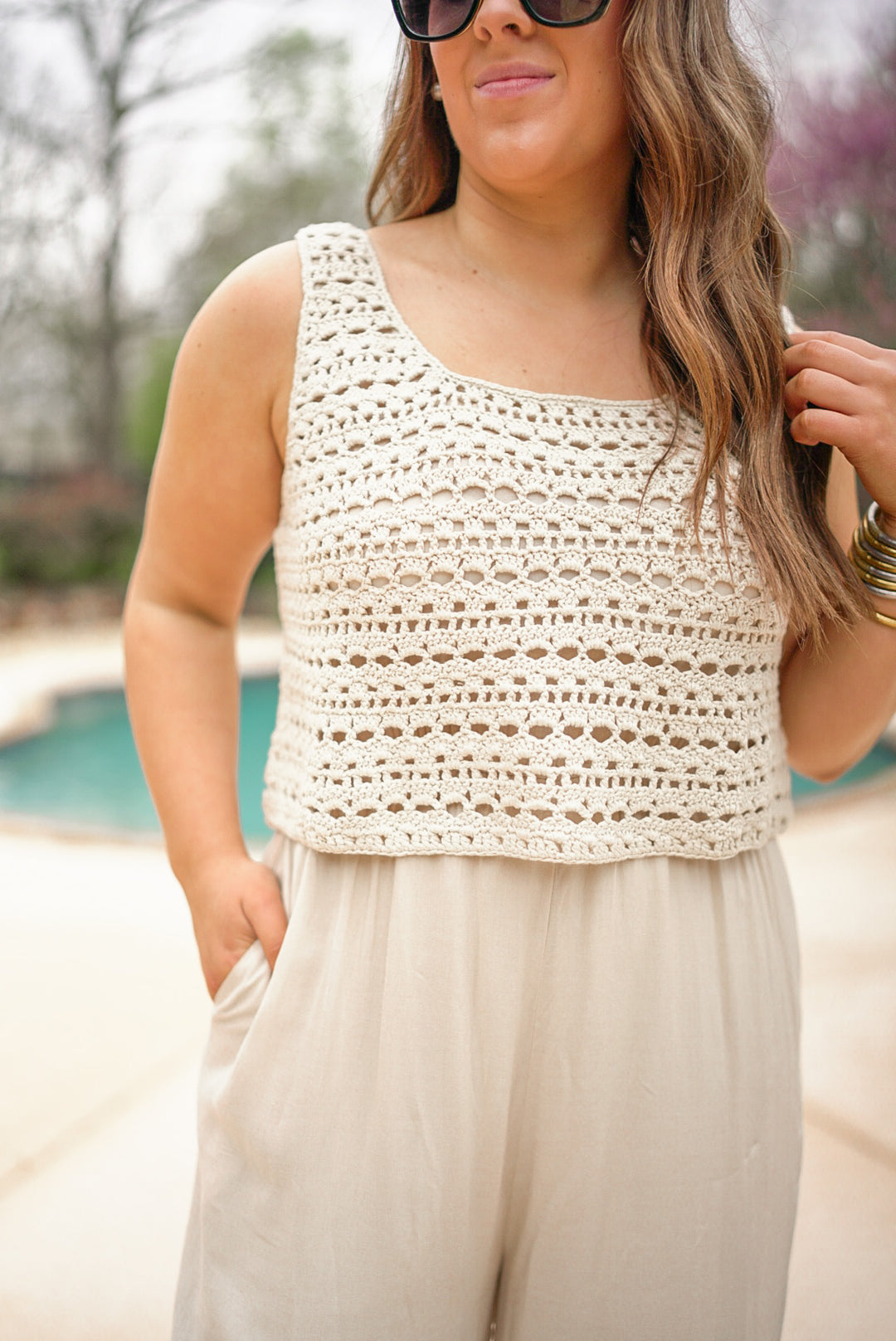 trending crochet linen jumpsuit