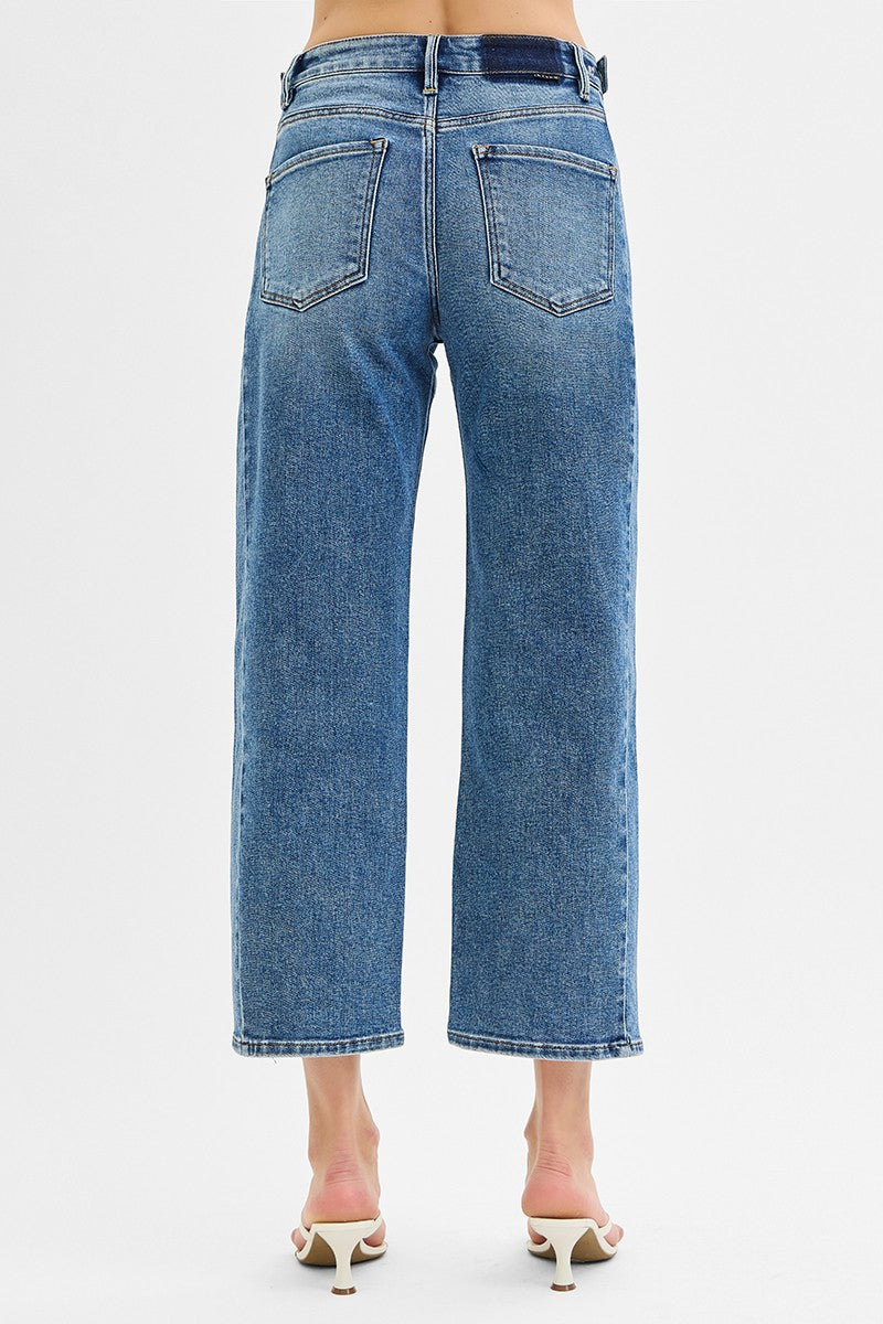 risen barrel jeans dark wash petite length
