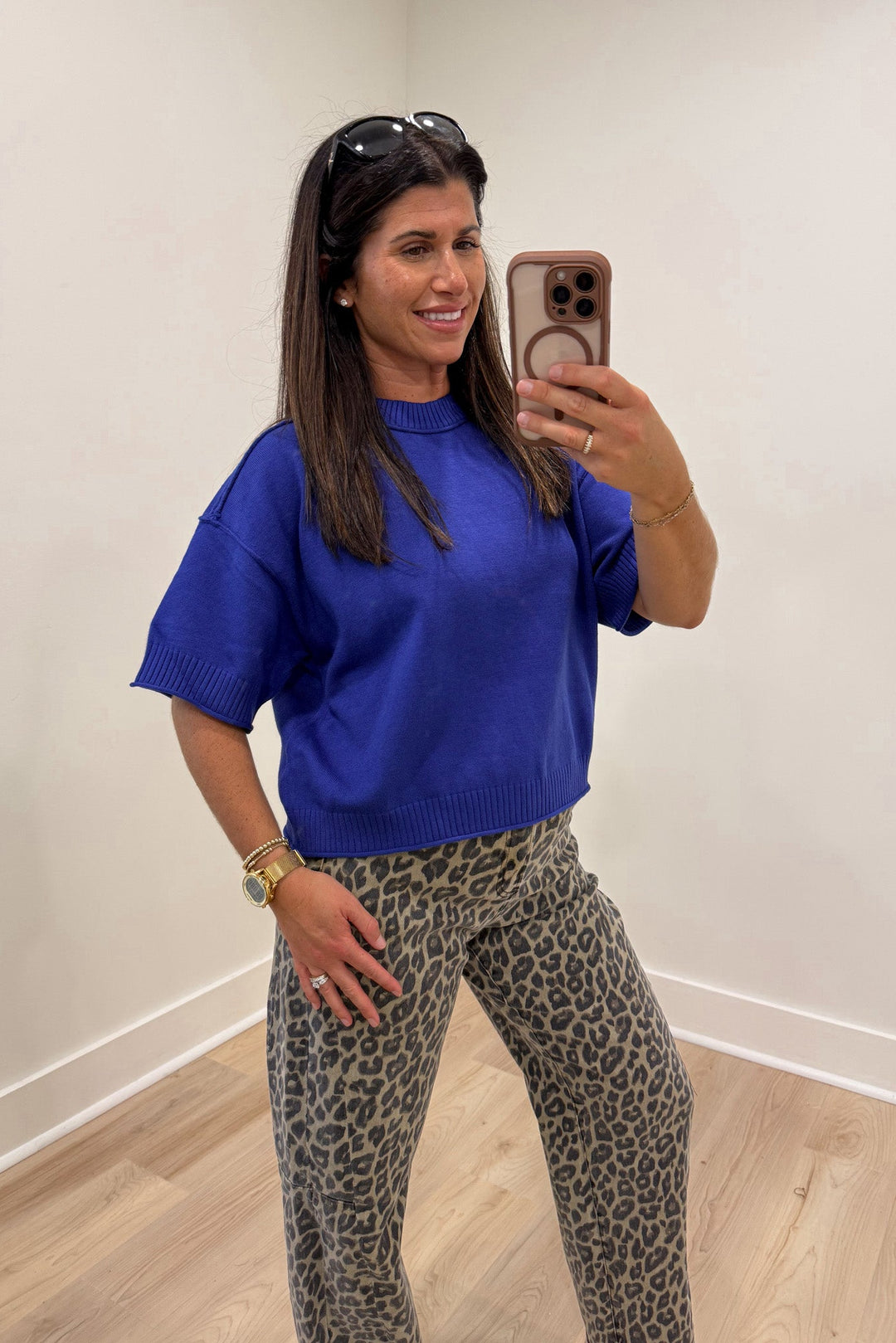 royal blue sweater knit top comfy